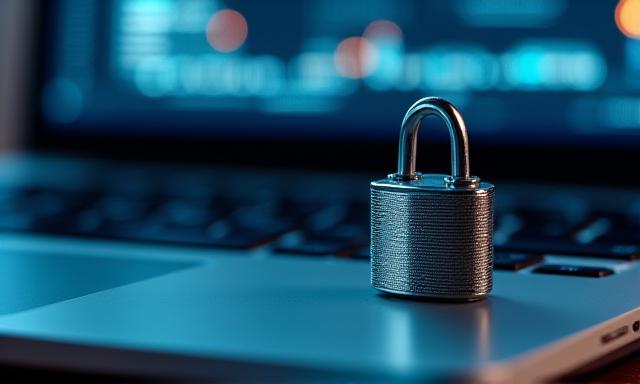 Security concept depicting shield and digital lock