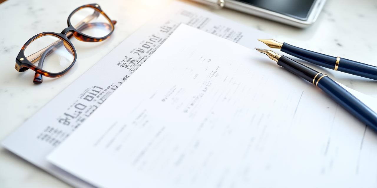 Legal documents and glasses representing formal terms